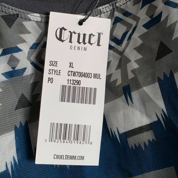 Cruel Denim Aztec Print Long Sleeve Sheer Top NWT Size XL - Picture 7 of 9
